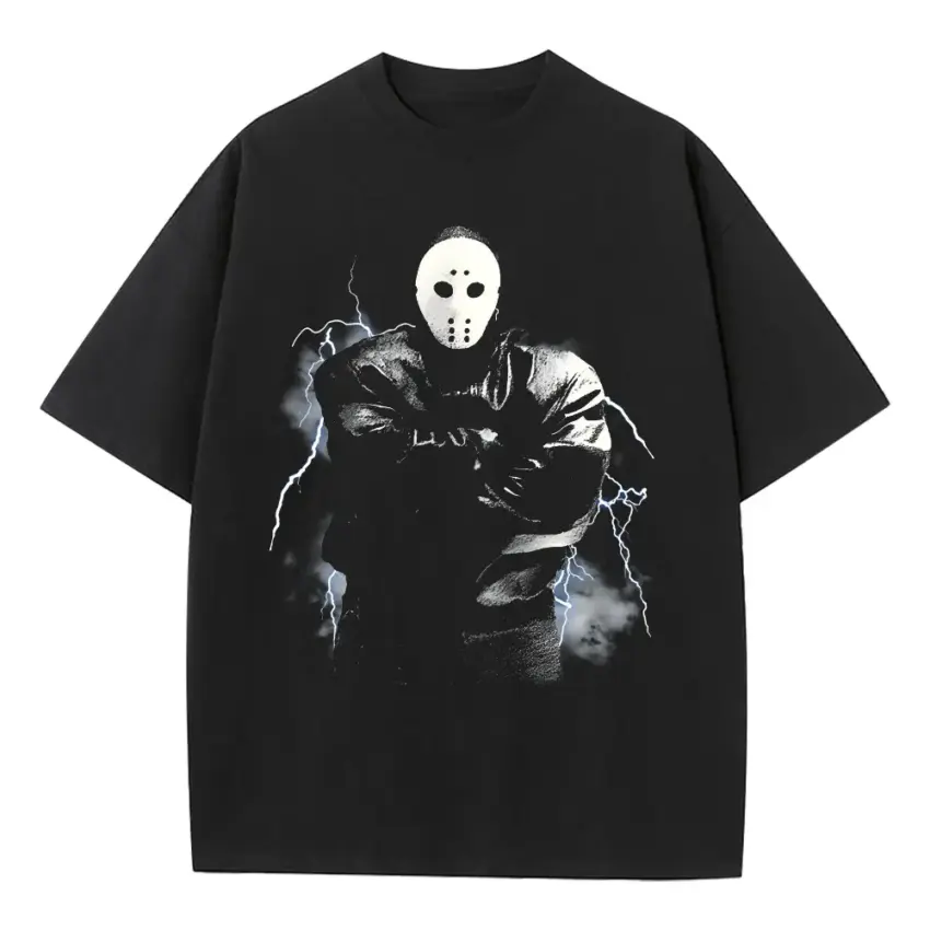Jason Mask Savage Heavyweight Oversized Black Graphic Tee