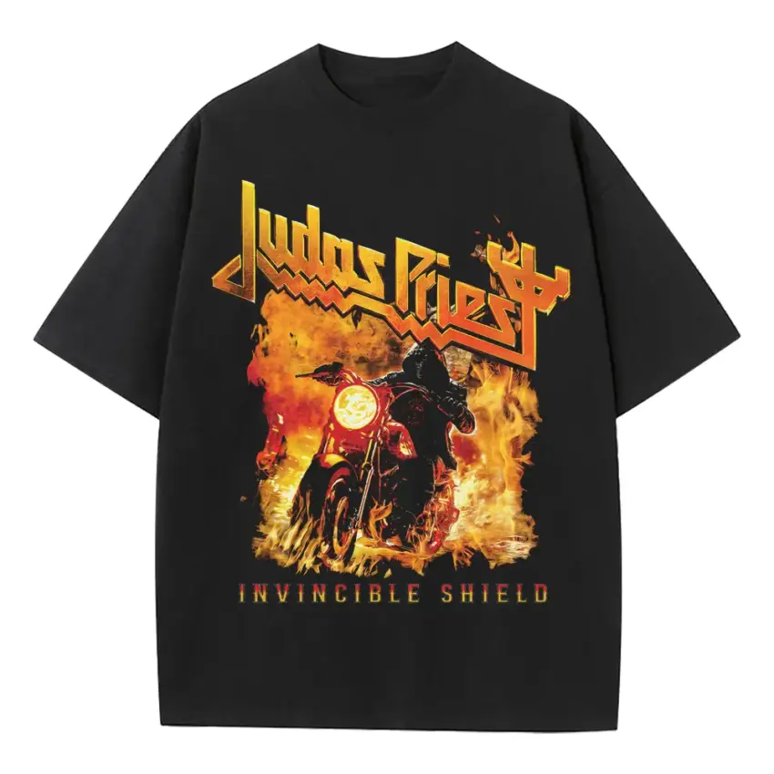 Judas Priest Invincible Shield Heavyweight Oversized Black Graphic Tee