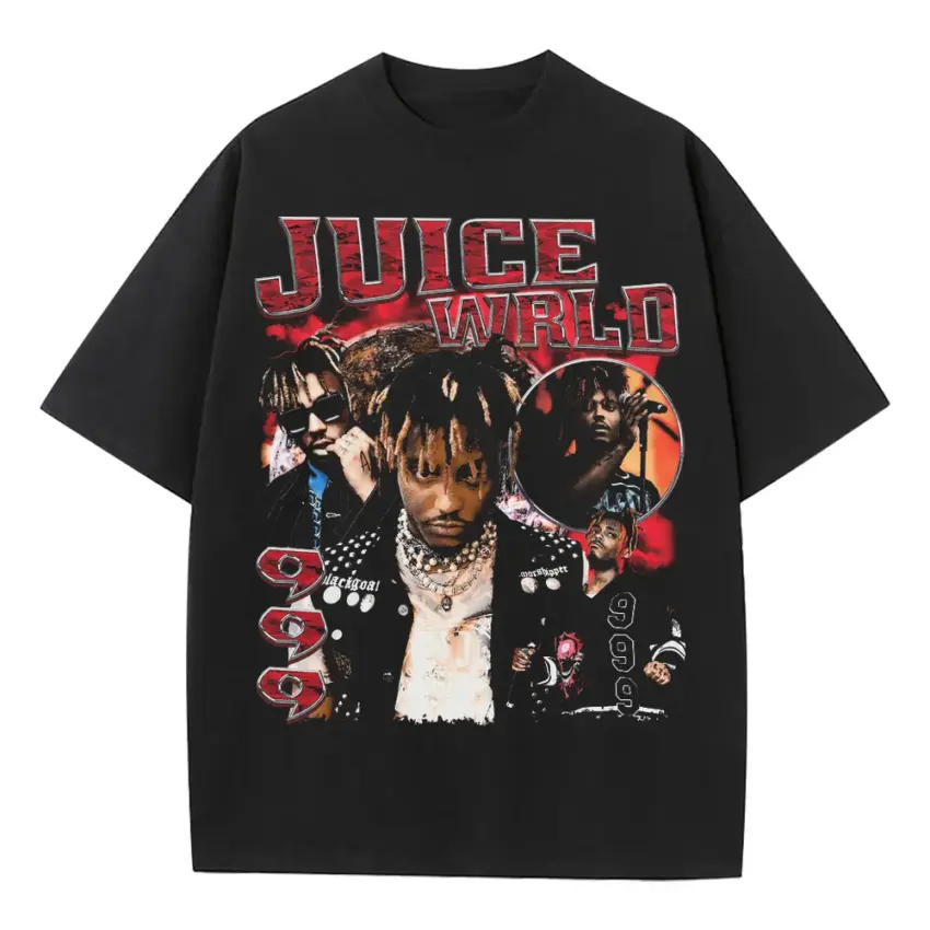 Juice WRLD Tribute Heavyweight Oversized Black Graphic Tee