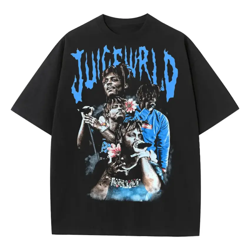 Juice WRLD Fighting Demons Heavyweight Oversized Black Graphic Tee