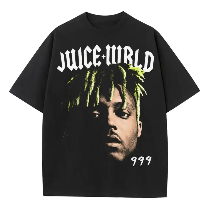 Juice WRLD Portrait Heavyweight Oversized Black Graphic Tee