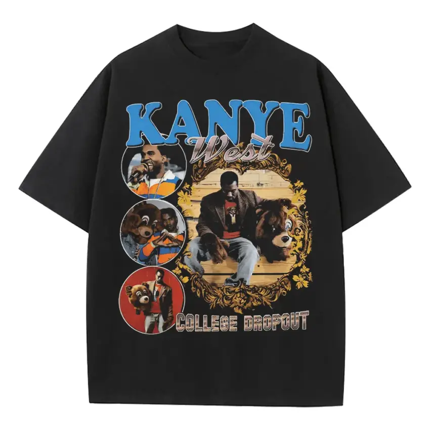 Kanye West The College Dropout Heavyweight Oversized Black Graphic Tee