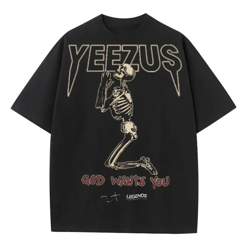 Kanye West Yeezus Tour Heavyweight Oversized Black Graphic Tee