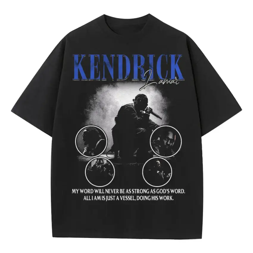 Kendrick Lamar Humble Word Heavyweight Oversized Black Graphic Tee