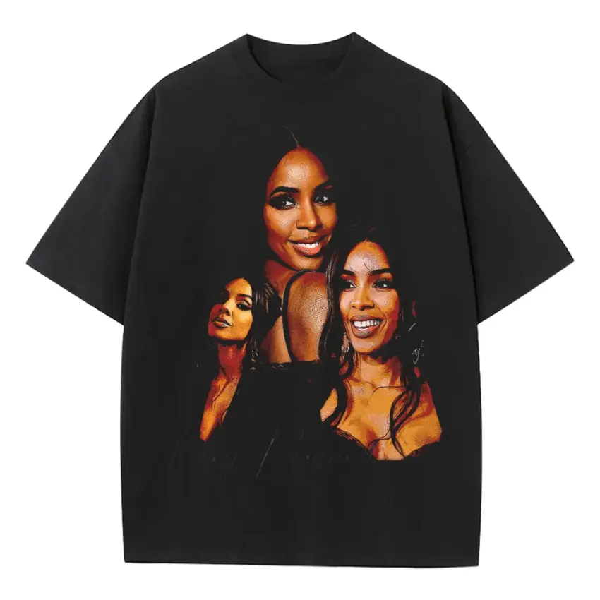 Kim And Kris Portrait Heavyweight Oversized Black Graphic Tee