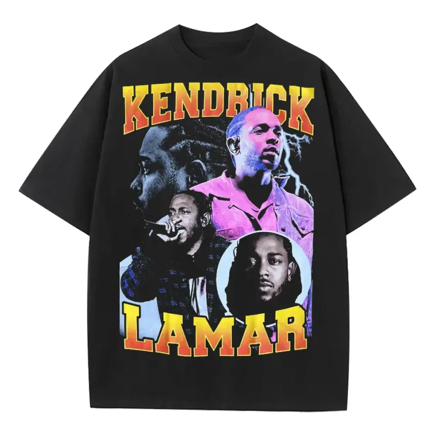 Kendrick Lamar Vibrant King Heavyweight Oversized Black Graphic Tee