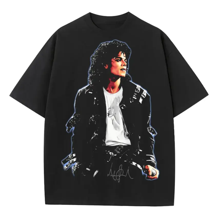 King Of Pop Heavyweight Oversized Black Graphic Tee