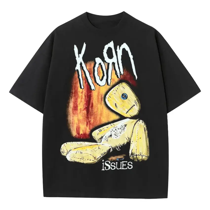 Korn Issues Album Art Heavyweight Oversized Black Graphic Tee