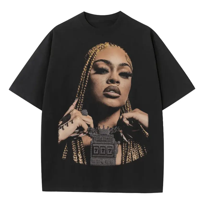Latto Big Energy Portrait Heavyweight Oversized Black Graphic Tee