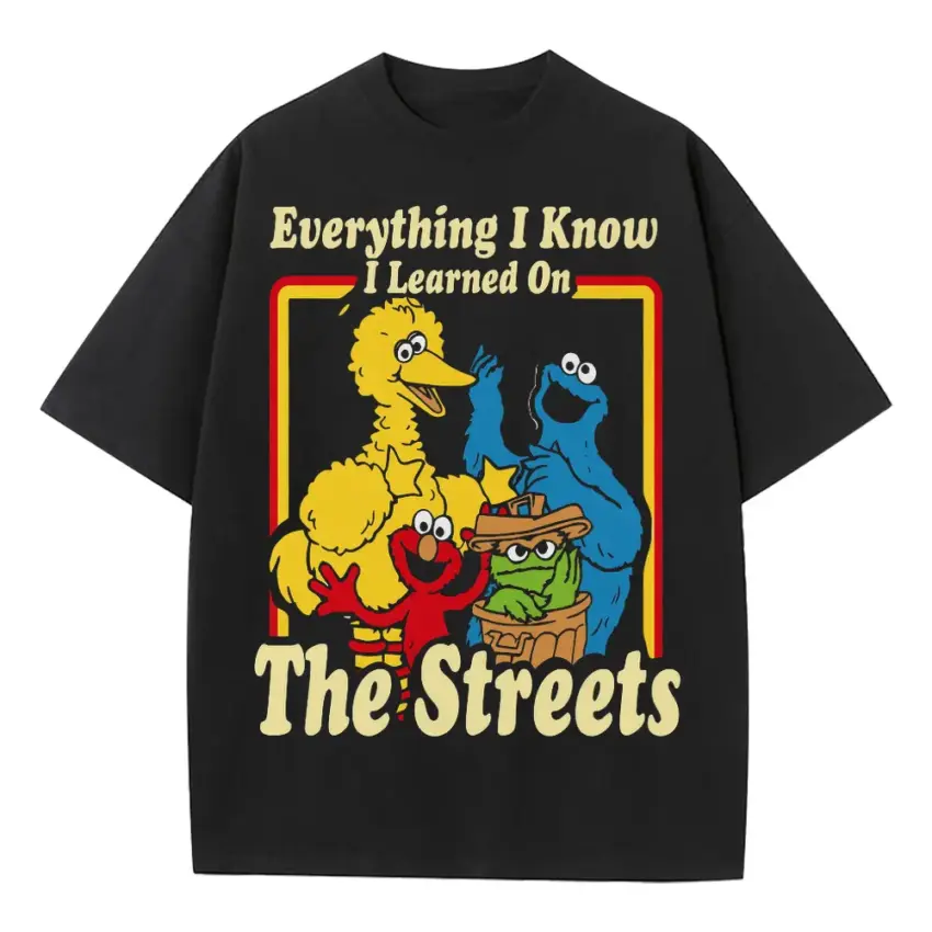 Learned On The Streets Heavyweight Oversized Black Graphic Tee