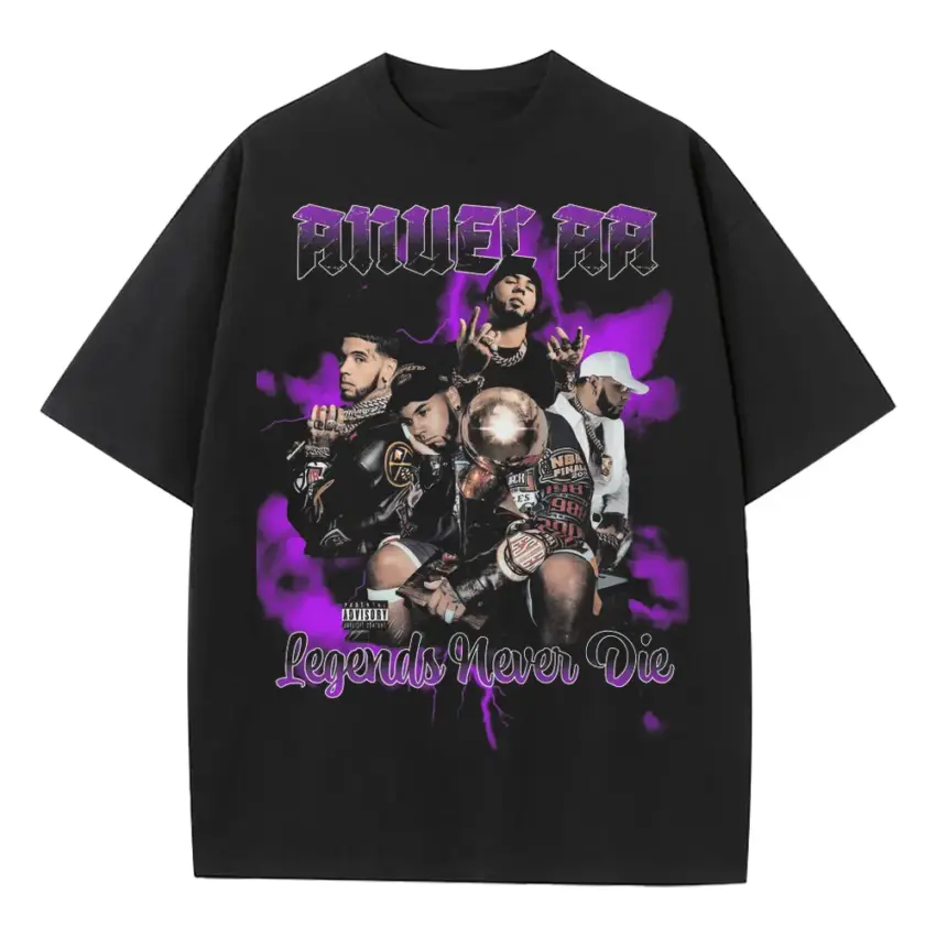 Legends Never Die2 Heavyweight Oversized Black Graphic Tee