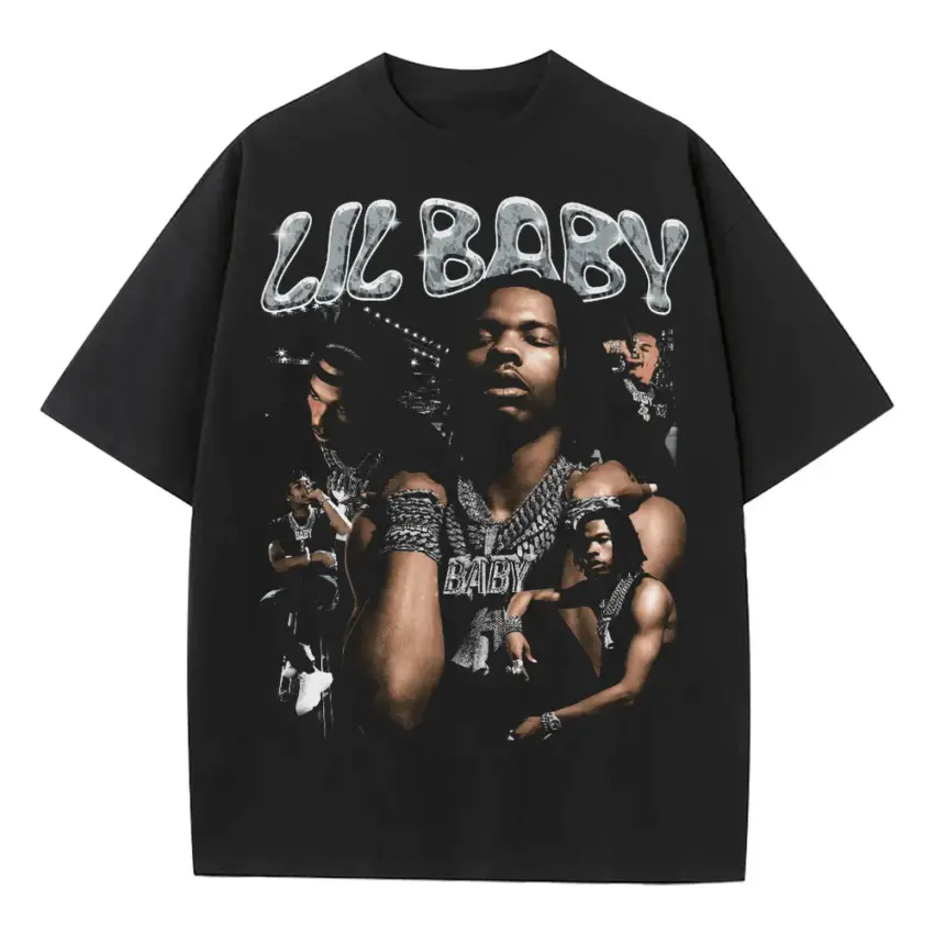 Lil Baby The Hero Heavyweight Oversized Black Graphic Tee