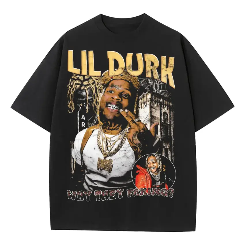 Lil Durk 7220 Era Heavyweight Oversized Black Graphic Tee