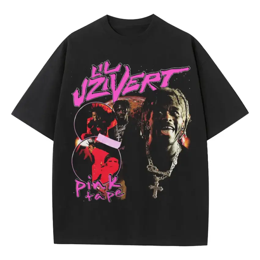 Lil Uzi Vert Collage Heavyweight Oversized Black Graphic Tee