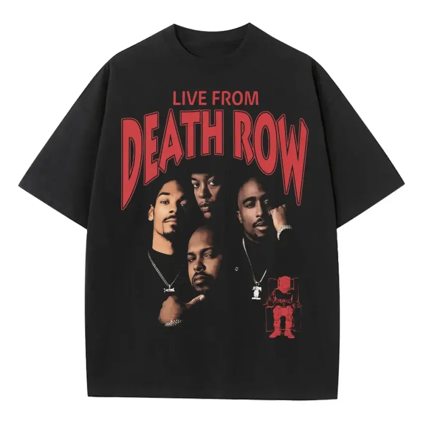 Live From Death Row Heavyweight Oversized Black Graphic Tee