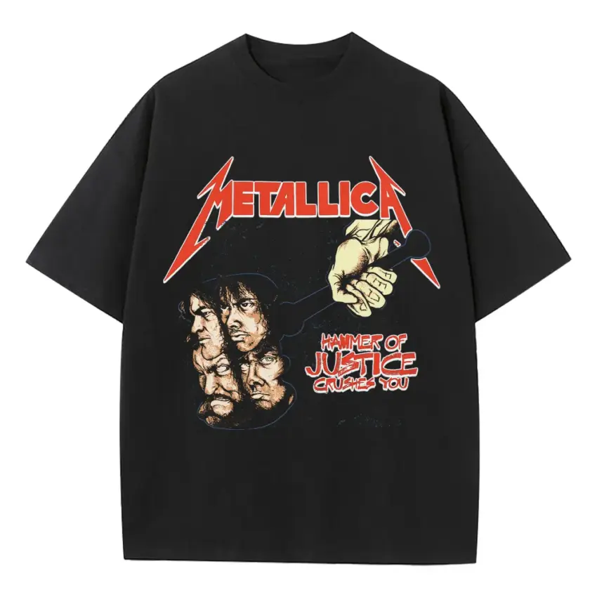Metallica Puppets Crew Heavyweight Oversized Black Graphic Tee