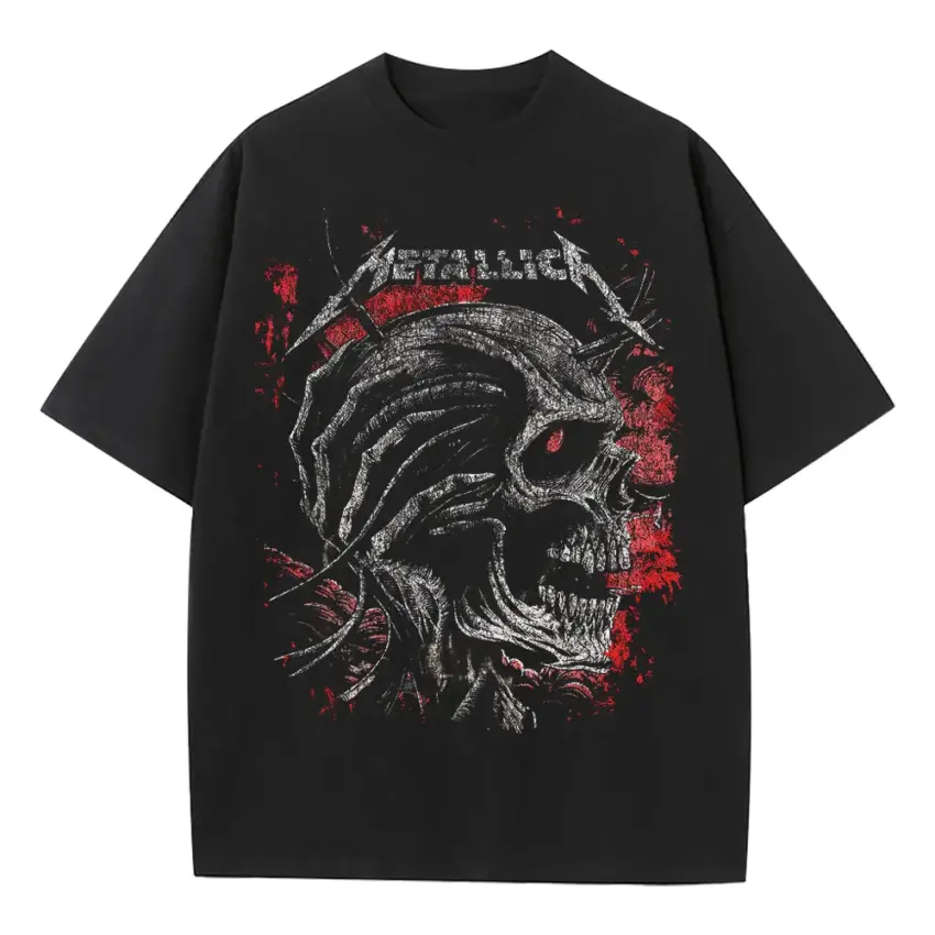 Metallica Screaming Skull Heavyweight Oversized Black Graphic Tee