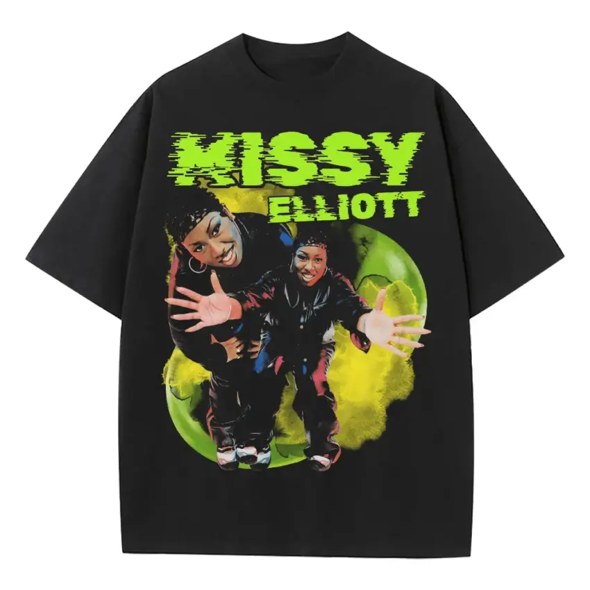 Missy Elliott Supa Dupa Fly Heavyweight Oversized Black Graphic Tee