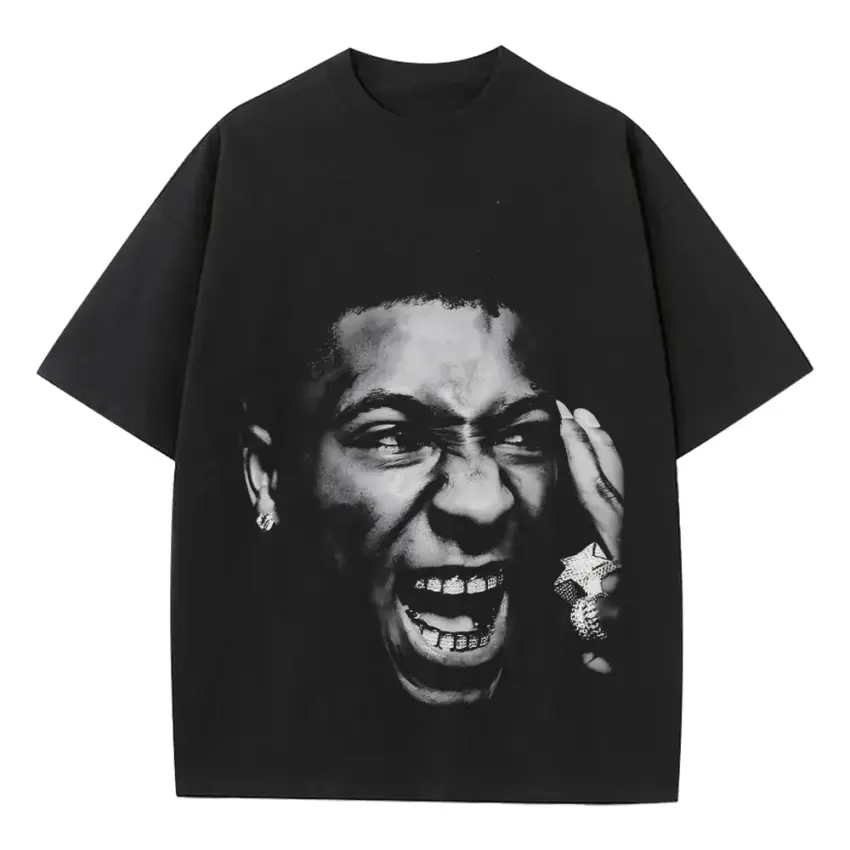 NBA Youngboy Top Portrait Heavyweight Oversized Black Graphic Tee