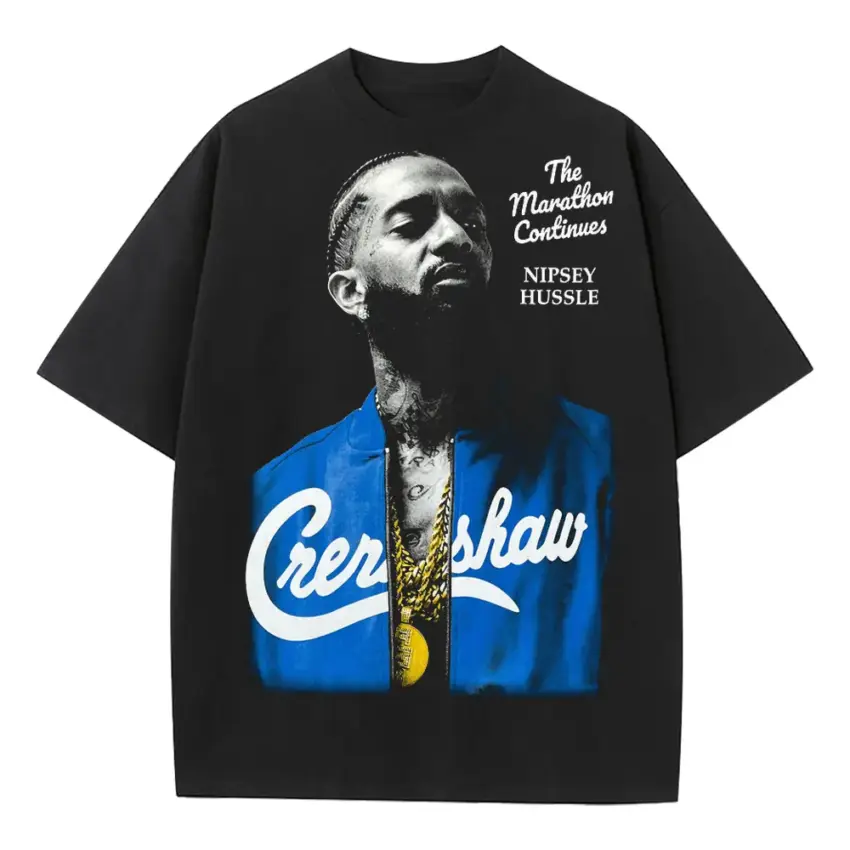 Nipsey Hussle Crenshaw Marathon Heavyweight Oversized Black Graphic Tee