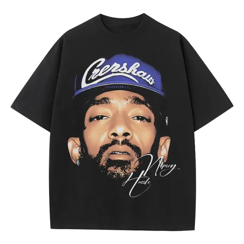 Nipsey Hussle Crenshaw Signature Heavyweight Oversized Black Graphic Tee