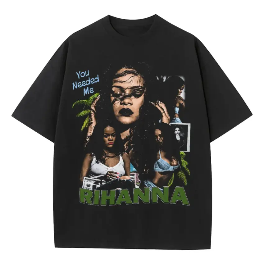 Needed Me Rihanna Heavyweight Oversized Black Graphic Tee