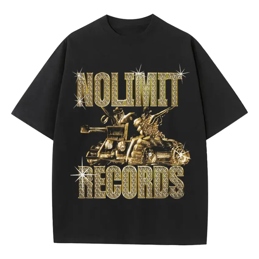 No Limit Records The Tank Heavyweight Oversized Black Graphic Tee
