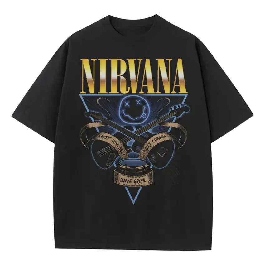 Nirvana Mixtape Heavyweight Oversized Black Graphic Tee