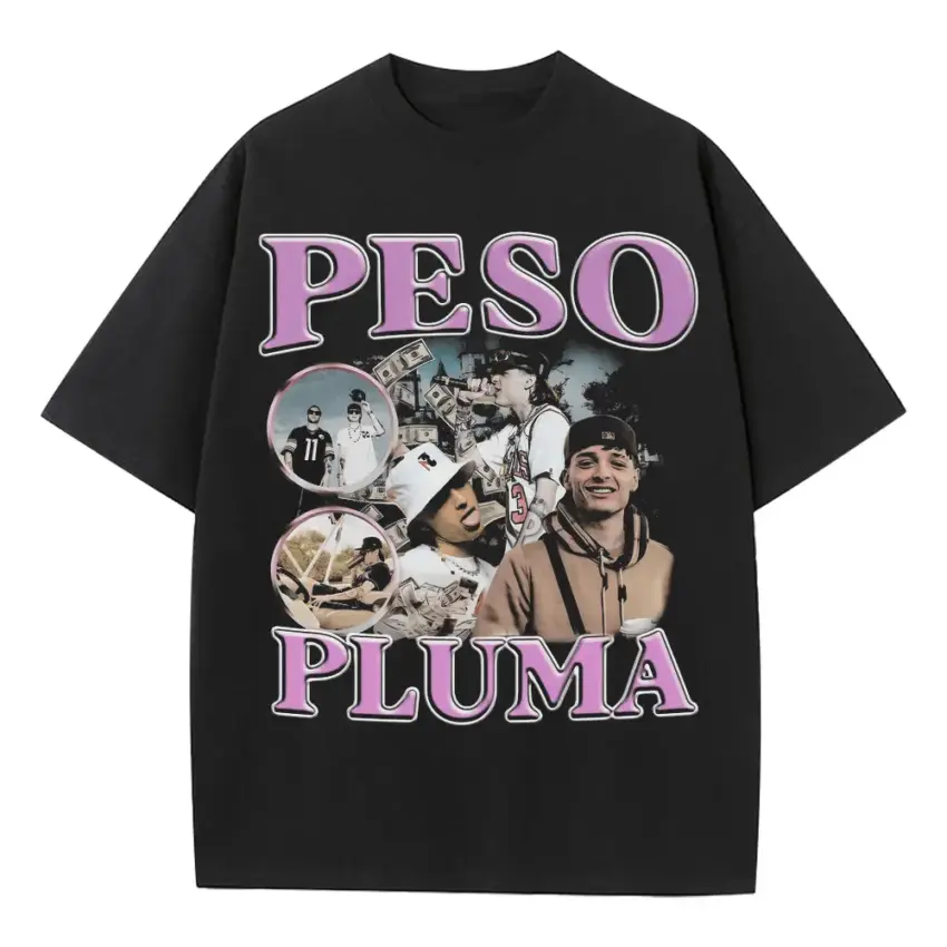 Peso Pluma Monochrome Collage Heavyweight Oversized Black Graphic Tee