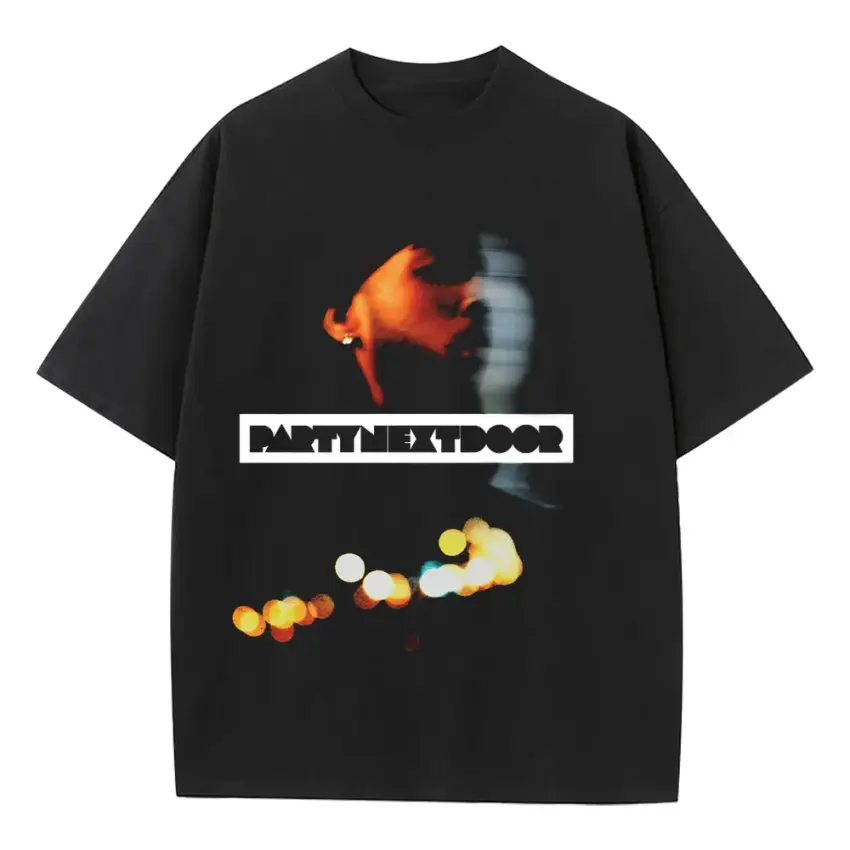 Party At 8 Heavyweight Oversized Black Graphic Tee