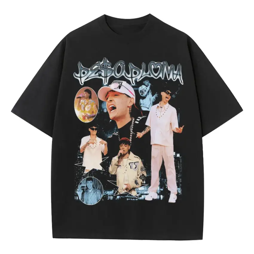 Peso Pluma El Belicon Heavyweight Oversized Black Graphic Tee