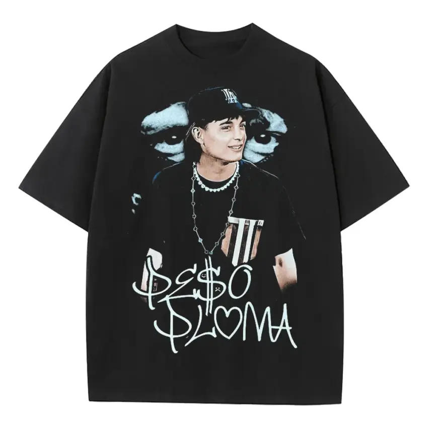 Peso Pluma Signature Portrait Heavyweight Oversized Black Graphic Tee