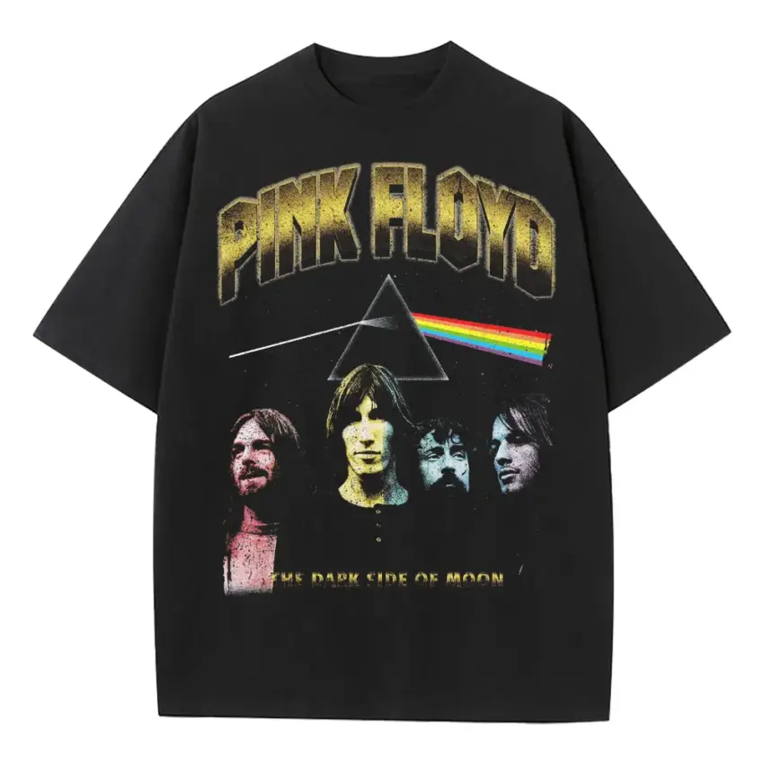 Pink Floyd The Dark Side Heavyweight Oversized Black Graphic Tee