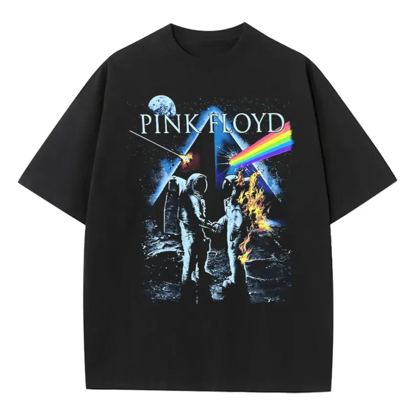 Pink Floyd Wish You Were Here Heavyweight Oversized Black Graphic Tee