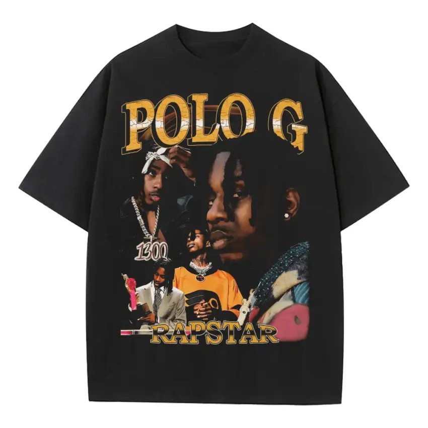 Polo G Hall Of Fame Heavyweight Oversized Black Graphic Tee