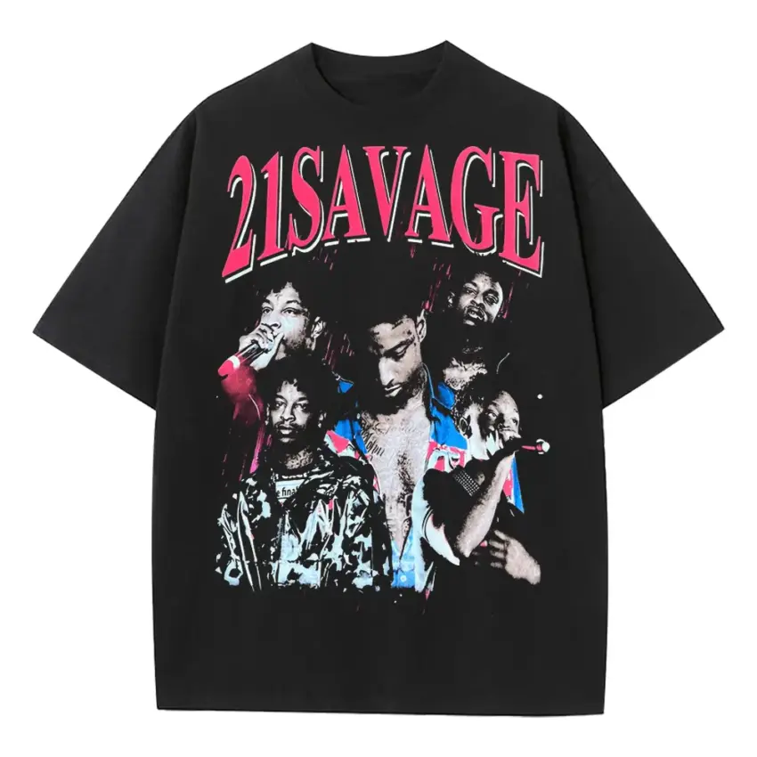 Pink Savage Aesthetic Heavyweight Oversized Black Graphic Tee