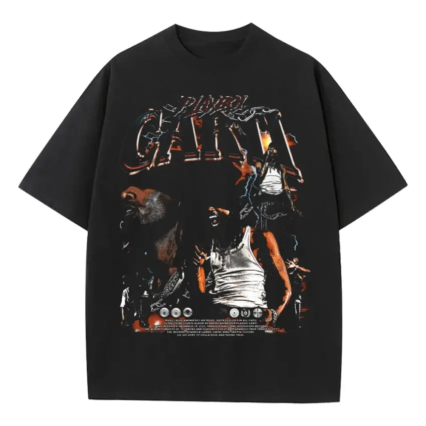 Pushin P Heavyweight Oversized Black Graphic Tee
