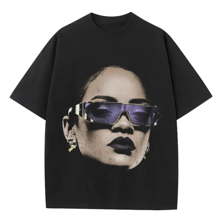 Rihanna Anti Era Shades Heavyweight Oversized Black Graphic Tee