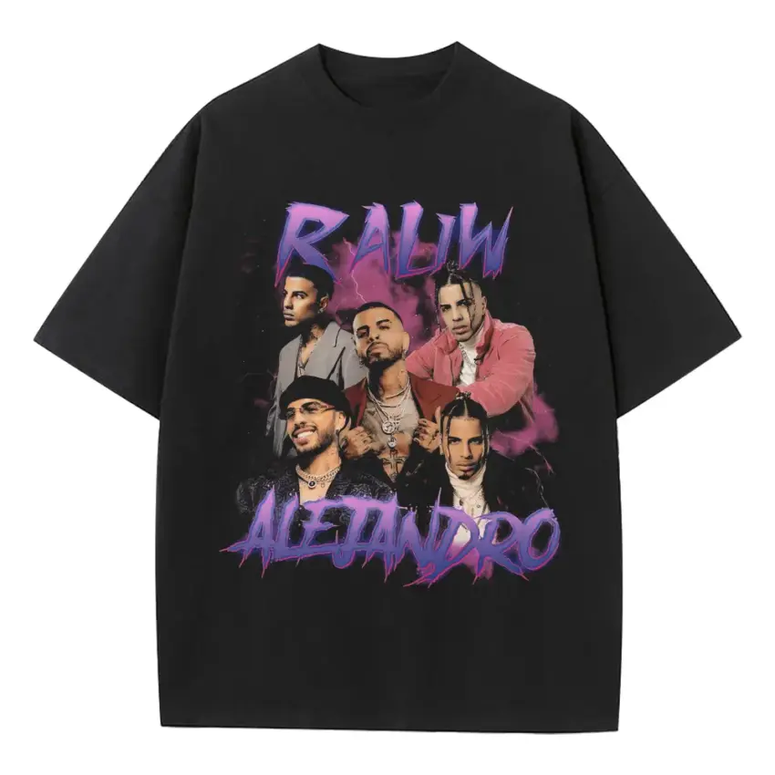 Rauw Alejandro Saturno World Tour Heavyweight Oversized Black Graphic Tee