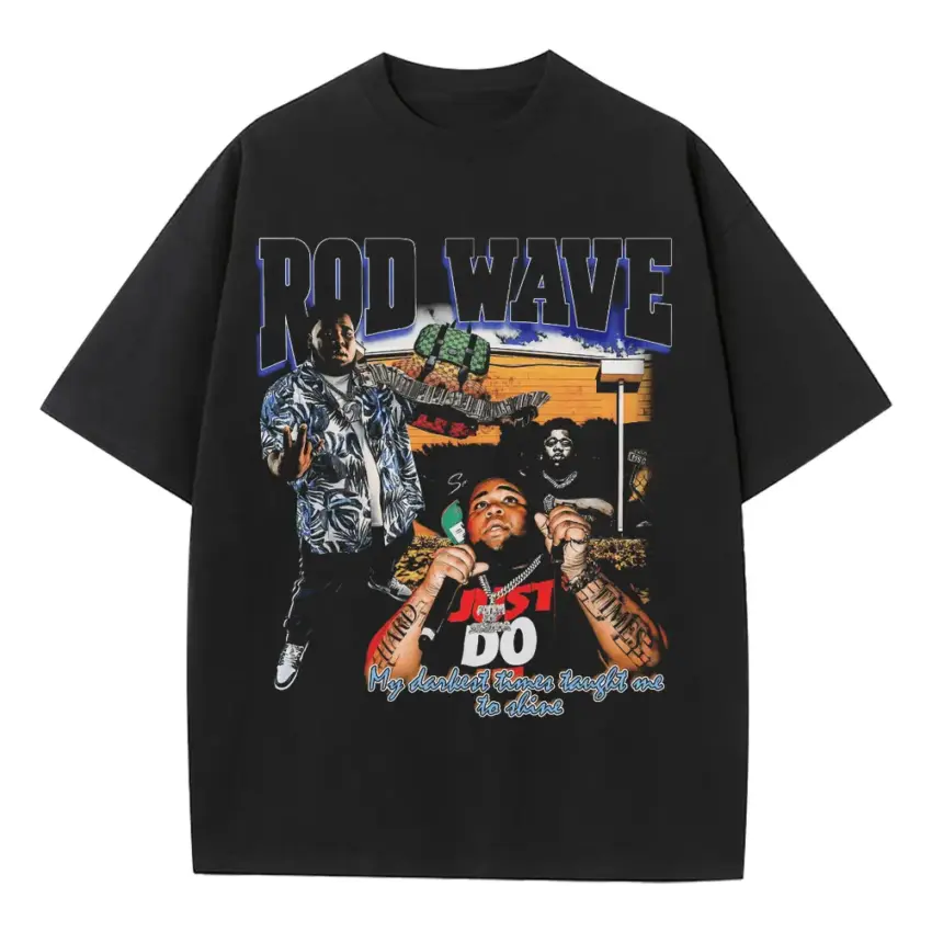 Rod Wave Street Runner Heavyweight Oversized Black Graphic Tee
