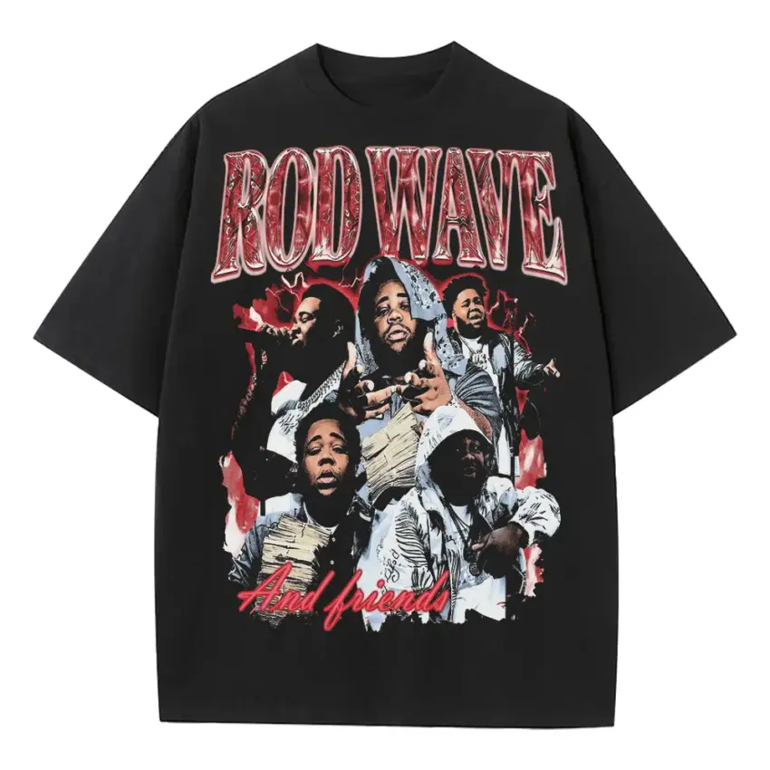 Rod Wave All American Heavyweight Oversized Black Graphic Tee
