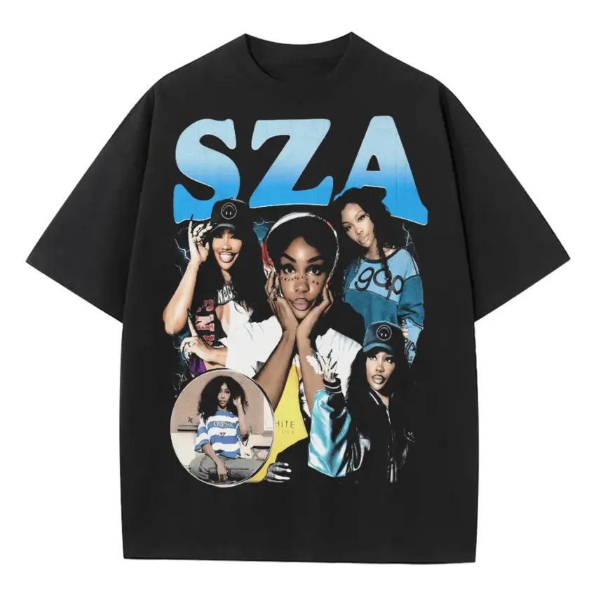 SZA Ctrl Era Tribute Heavyweight Oversized Black Graphic Tee