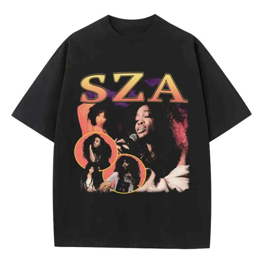 SZA Purple Haze Tribute Heavyweight Oversized Black Graphic Tee