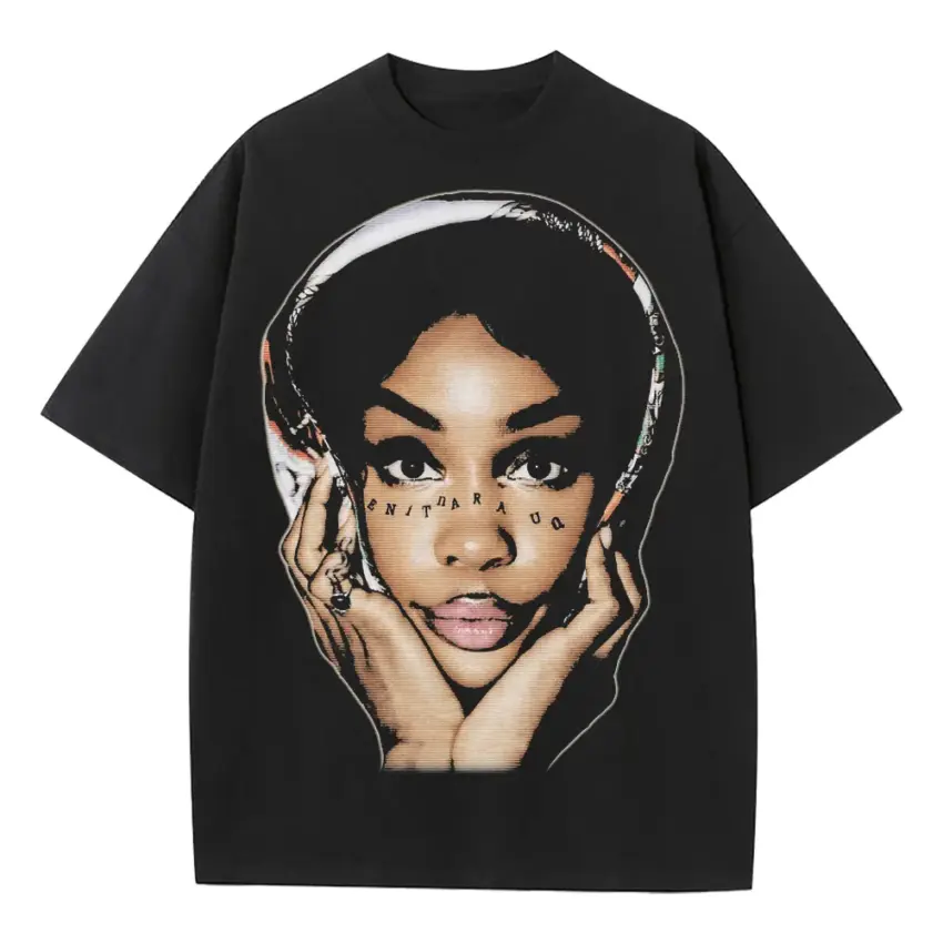 SZA SOS Portrait Heavyweight Oversized Black Graphic Tee