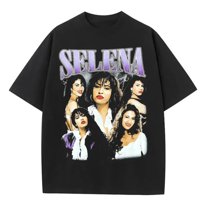 Selena Bidi Bidi Bom Bom Heavyweight Oversized Black Graphic Tee