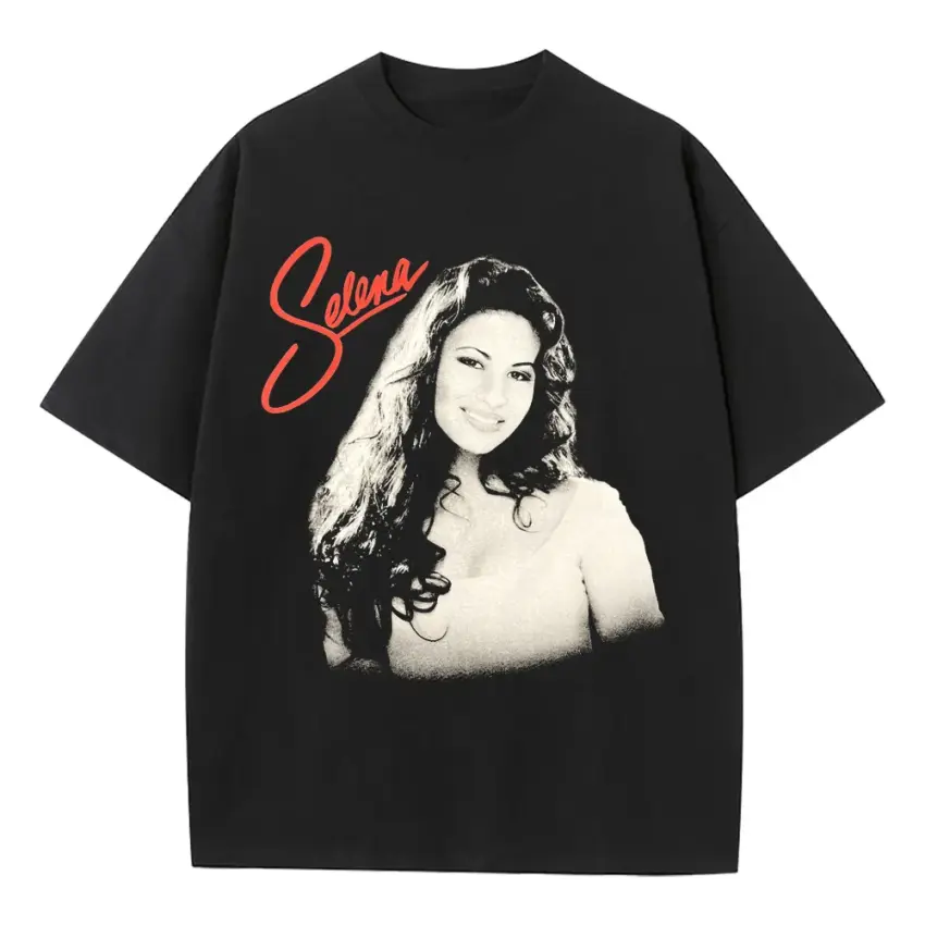 Selena Signature Monochrome Heavyweight Oversized Black Graphic Tee