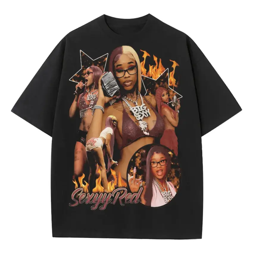 Sexyy Red Hood Hottest Princess Heavyweight Oversized Black Graphic Tee