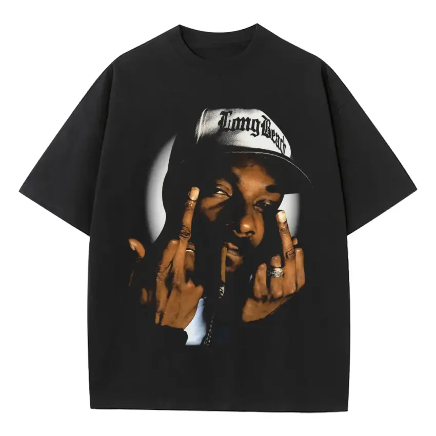 Snoop Dogg Vump Hat Heavyweight Oversized Black Graphic Tee