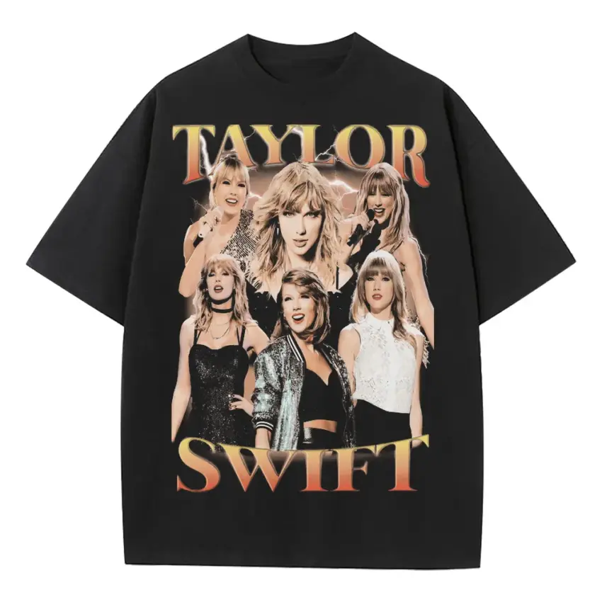Taylor Swift Monochrome Eras Heavyweight Oversized Black Graphic Tee