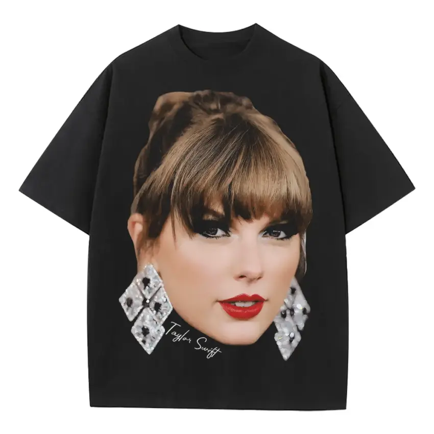 Taylor Swift Lover Era Portrait Heavyweight Oversized Black Graphic Tee